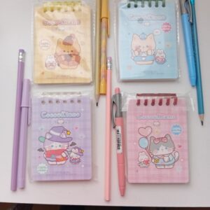 Kit Mini Caderno Kawaii com Caneta e Lápis